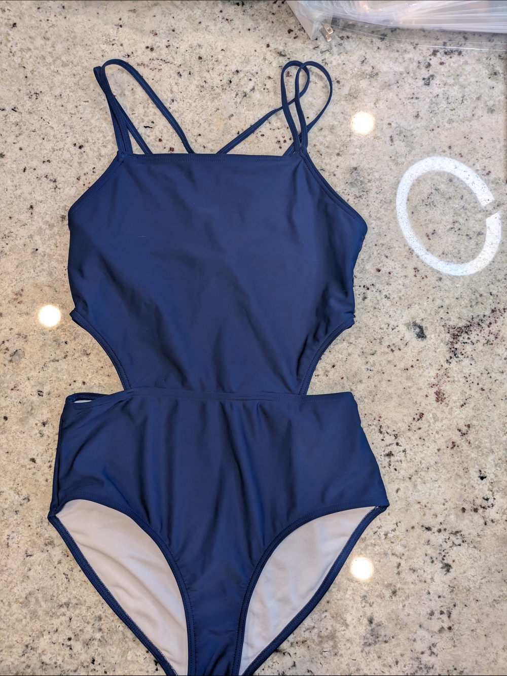 Kanu Surf Navy Cutout One Piece Swimsuit Size 16 Strappy Back High Waist
